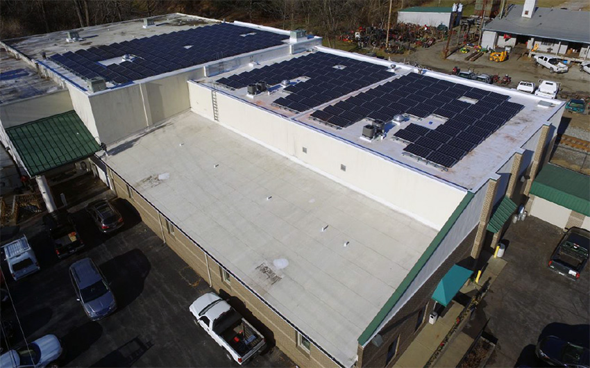 A new rooftop solar system installed by Porter Construction
